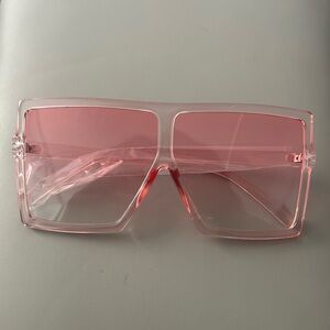 Oversized Square Pink Shield Sunglasses